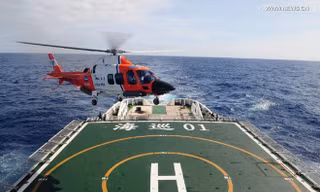 Tàu Hải Tuần 01 của Trung Quốc dò được tín hiệu tương thích với hộp đen. Ảnh: Xinhua