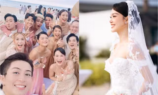 Minh Hằng diện váy cưới đẹp như công chúa, Khả Như "tố" chờ 2 tiếng chưa được chụp với cô dâu