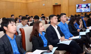 Các đại biểu tại hội nghị tổng kết công tác đoàn và phong trào thanh niên năm 2018, triển khai nhiệm vụ công tác năm 2019 của Đoàn Khối doanh nghiệp T.Ư 