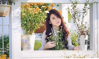 Thiếu nữ Hà thành thả dáng tuyệt đẹp bên cúc hoạ mi