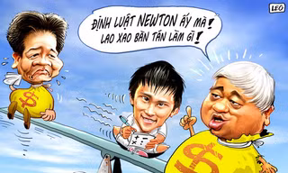Biếm họa: Bầu Hiển, bầu Kiên và ... Công Vinh