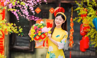 Thu Huyền - Á khôi Tài sắc Việt Nam 2018 đẹp rạng ngời trong bộ ảnh ngập tràn sắc Xuân