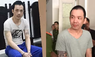 Thọ sứt và Nguyễn Văn Tình tại phiên tòa sáng 8/5. Ảnh: Nguyễn Hoàn.
