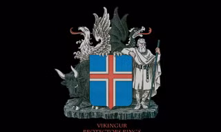 Người khổng lồ đá Bergrisi và các linh hồn bảo vệ trên quốc huy Iceland