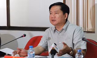 Bí thư Thành ủy TPHCM Đinh La Thăng trong buổi làm việc với Huyện ủy Củ Chi (ảnh: Quốc Anh).