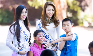 Jennifer Chung mặc áo dài duyên dáng đón trung thu bên Mỹ