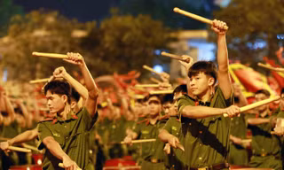Cận cảnh 800 trống diễn tấu 'bản hùng ca toàn thắng' chào mừng ngày thống nhất đất nước