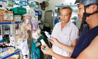 Người dân mua thuốc diệt muỗi trên đường Trường Chinh - Hà Nội, chiều ngày 25/7. Ảnh: Như Ý.