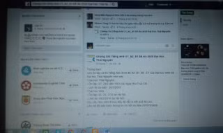 Thông tin thông báo thi tiếng anh trên facebook.
