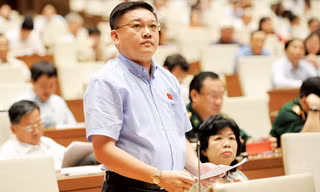 Ðại biểu Trần Khắc Tâm (Sóc Trăng), Tổng Giám đốc Công ty TNHH Trần Liên Hưng phản ánh nghịch cảnh chục kg hành tím không mua nổi bát phở Ảnh: Như Ý.