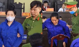 Bị cáo Lò Thị Trường và Hoàng Thị Thành (từ trái sang) 