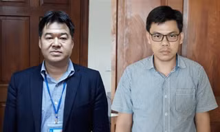 Bị can Nguyễn Hoài Giang (trái) và bị can Phạm Xuân Quang (phải). Ảnh: Cơ quan CSĐT.