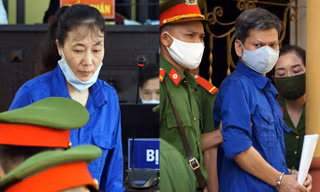 Bị cáo Lò Văn Huynh và Nguyễn Thị Hồng Nga.