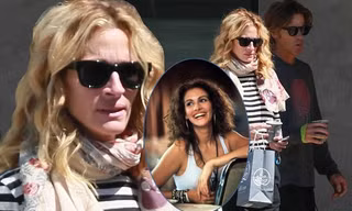 ‘Người đàn bà đẹp’ Julia Roberts mặt mộc xuống phố cùng chồng