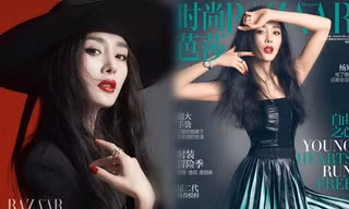 Dương Mịch trang điểm đậm, son đỏ cực chất như rocker cá tính