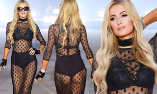 Paris Hilton trình diễn nội y xuyên thấu táo bạo ở Ý