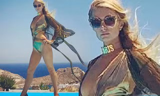 Paris Hilton mặc áo tắm tạo dáng nữ thần ở Hy Lạp