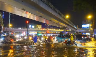Cây đổ, đường hoá sông sau cơn mưa lớn ở TPHCM