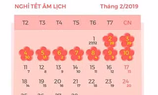 Lịch nghỉ Tết Âm lịch 2019 theo đề xuất của Bộ LĐ-TB&XH.