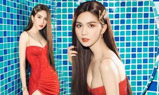 Ngọc Trinh lại 'thiêu đốt' ánh nhìn với váy bó sát trễ ngực