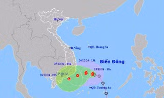 Bão số 10 sẽ đi vào vùng biển Khánh Hòa đến Bình Thuận từ sáng mai