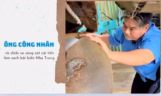Chiếc xe sàng cát làm sạch bãi biển Nha Trang