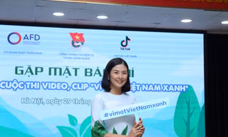 Hoa hậu Ngọc Hân tại Lễ phát động cuộc thi "Vì một Việt Nam xanh"