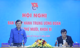 Anh Nguyễn Anh Tuấn, Bí thứ nhất T.Ư Đoàn phát biểu khai mạc Hội nghị BCH T.Ư Đoàn lần thứ 10, khóa XI 