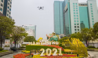 Đại cảnh cổng kết được ghi lai từ flycam