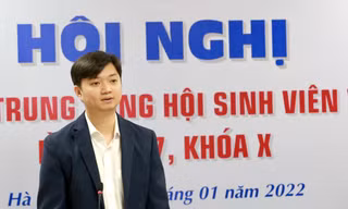 Anh Nguyễn Minh Triết, Bí thư T.Ư Đoàn, Chủ tịch T.Ư Hội SVVN phát biểu tại Hội nghị. Ảnh: Bảo Anh