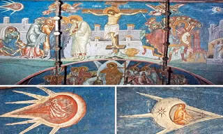 Bức tranh tường "Chúa Jesus bị đóng đinh trên cây thánh giá". Ảnh: Tu viện Visoki Decani, Nam Tư.