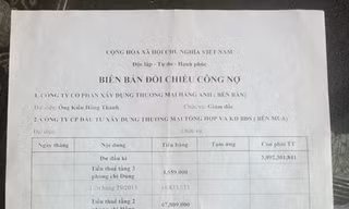 Biên bản đối chiếu công nợ giữa Cty của ông Thành và Cty ông Văn. (Ảnh do người nhà nạn nhân cung cấp)