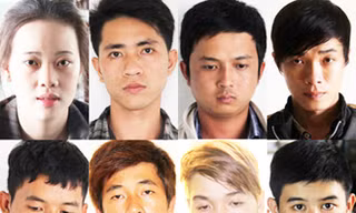 Ngân "cá dồ" (trên cùng bên trái) và đồng bọn.