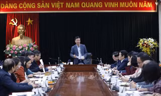 Trưởng Ban Tuyên giáo Trung ương Võ Văn Thưởng chủ trì cuộc họp. Ảnh: TTXVN