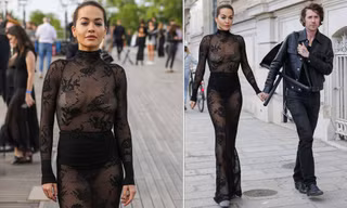 Rita Ora lại mặc xuyên thấu đi trên phố