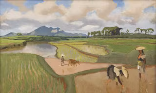 Rặng Ba Vì nhìn từ ruộng Sơn Tây (Joseph Inguimberty)