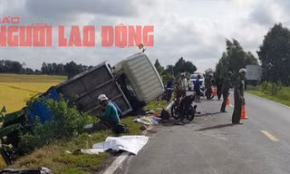 Trên đường về quê, 4 người bị xe tải chở rác tông thương vong tại Long An