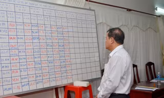 Chủ tịch Uỷ ban Nhân dân tỉnh – Chủ tịch Uỷ ban Bầu cử tỉnh Tây Ninh – ông Phạm Văn Tân theo dõi bảng cập nhật tiến độ.