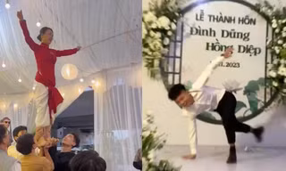 Đám cưới gây sốt ở Hà Nam: Cô dâu 'bay người trên cao', chú rể nhảy hiphop