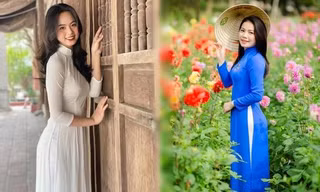 Thả dáng trong tà áo dài thướt tha, nữ cán bộ Đoàn Nghệ An toát lên vẻ đẹp dịu dàng