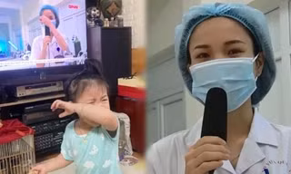 Con gái nữ bác sĩ chống dịch ở Bắc Giang khóc òa khi thấy mẹ trên TV