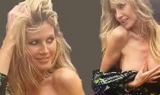 Heidi Klum mặc váy hở bạo suýt lộ ngực khi chụp ảnh