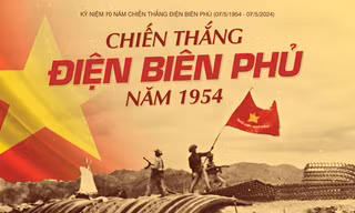 Hình ảnh lá cờ “Quyết chiến, quyết thắng” trong chiến dịch Điện Biên Phủ được Võ Minh Hiếu tái hiện trong tác phẩm
