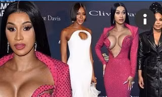 Đỏ mặt thấy nữ rapper nổi loạn Cardi B hở ngực bạo tại tiệc tiền Grammy