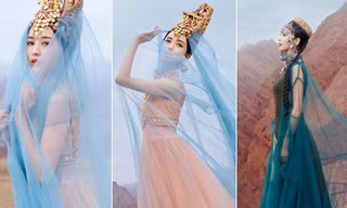 ‘Mỹ nhân Tân Cương’ Đồng Lệ Á như tiên nữ hạ phàm khoe vũ điệu trên núi