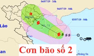 Đường đi và vị trí của bão số 2.