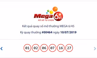 Kết quả kỳ QSMT ngày 10/7 của sản phẩm Mega 6/45. Ảnh: Vietlott