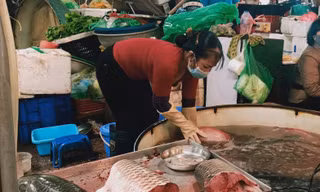 Hải sản giảm giá tại chợ dân sinh nhưng người dân không mặn mà.
