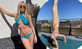 Caprice Bourret 'bốc lửa' với bikini ở tuổi 48, khoe kỹ năng yoga điêu luyện