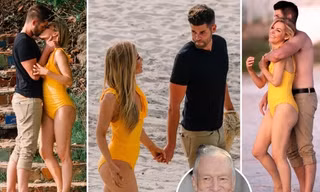 Vợ góa của ông trùm Playboy ‘khóa môi’ tình trẻ nồng nàn trên bãi biển